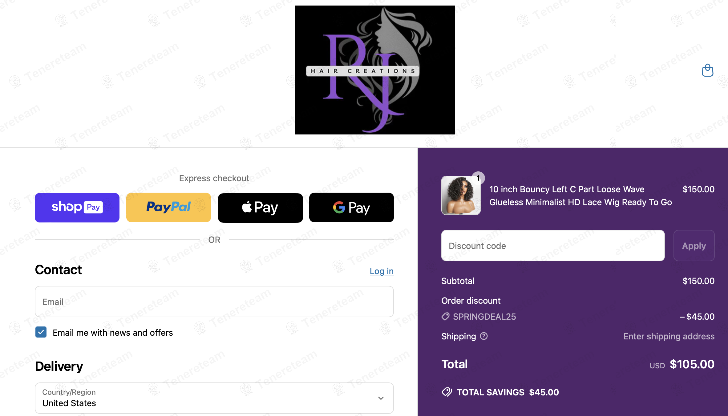 RJ Hair Creations coupon code: 30% off with SPRINGDEAL25. Tested and valid as 1 year ago.