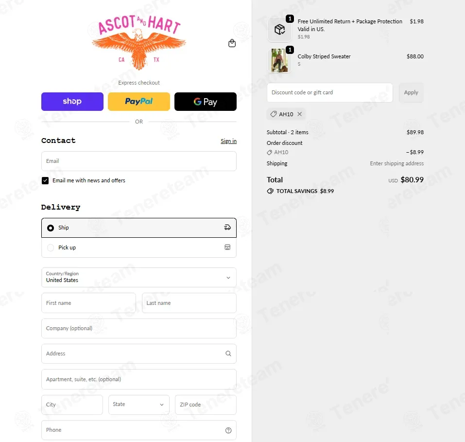 Ascot and Hart coupon code: 10% off with AH10. Tested and valid as 6 months ago.