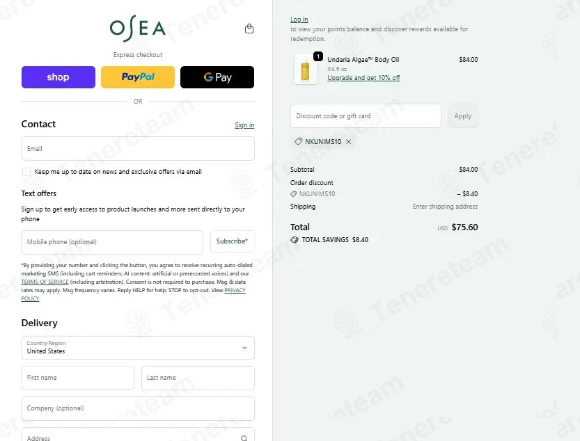 OSEA Malibu coupon code: 10% off with NKUNIMS10. Tested and valid as 1 month ago.