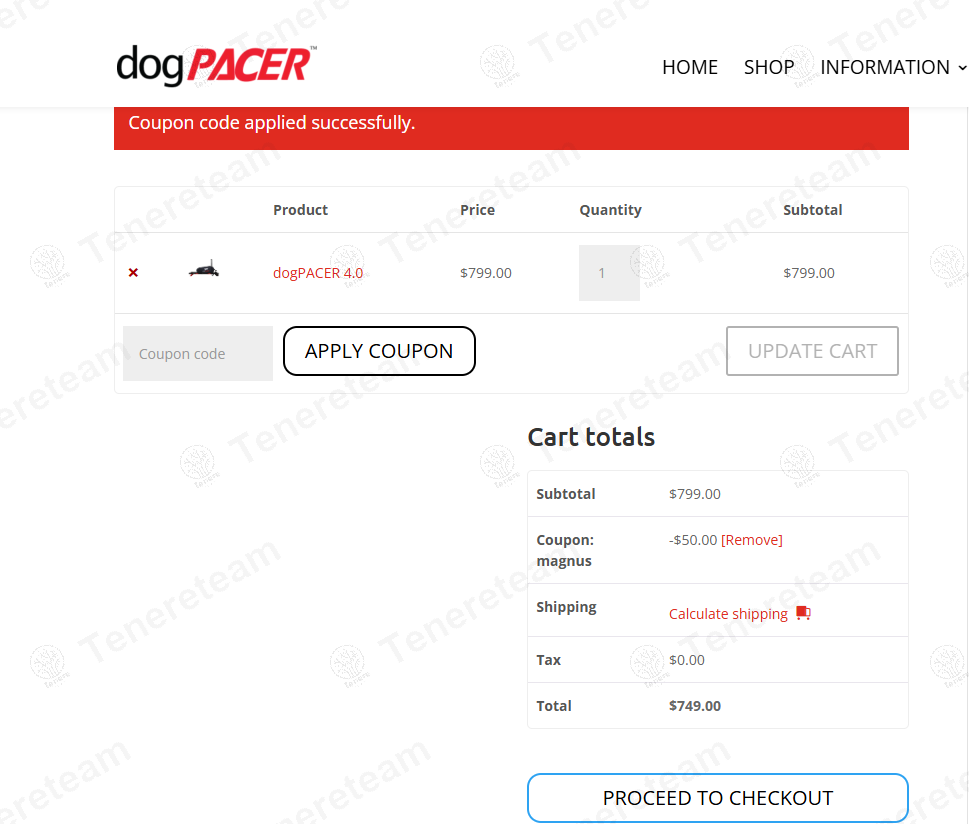 Dogpacer coupon code: $50 off with MAGNUS. Tested and valid as 9 months ago.