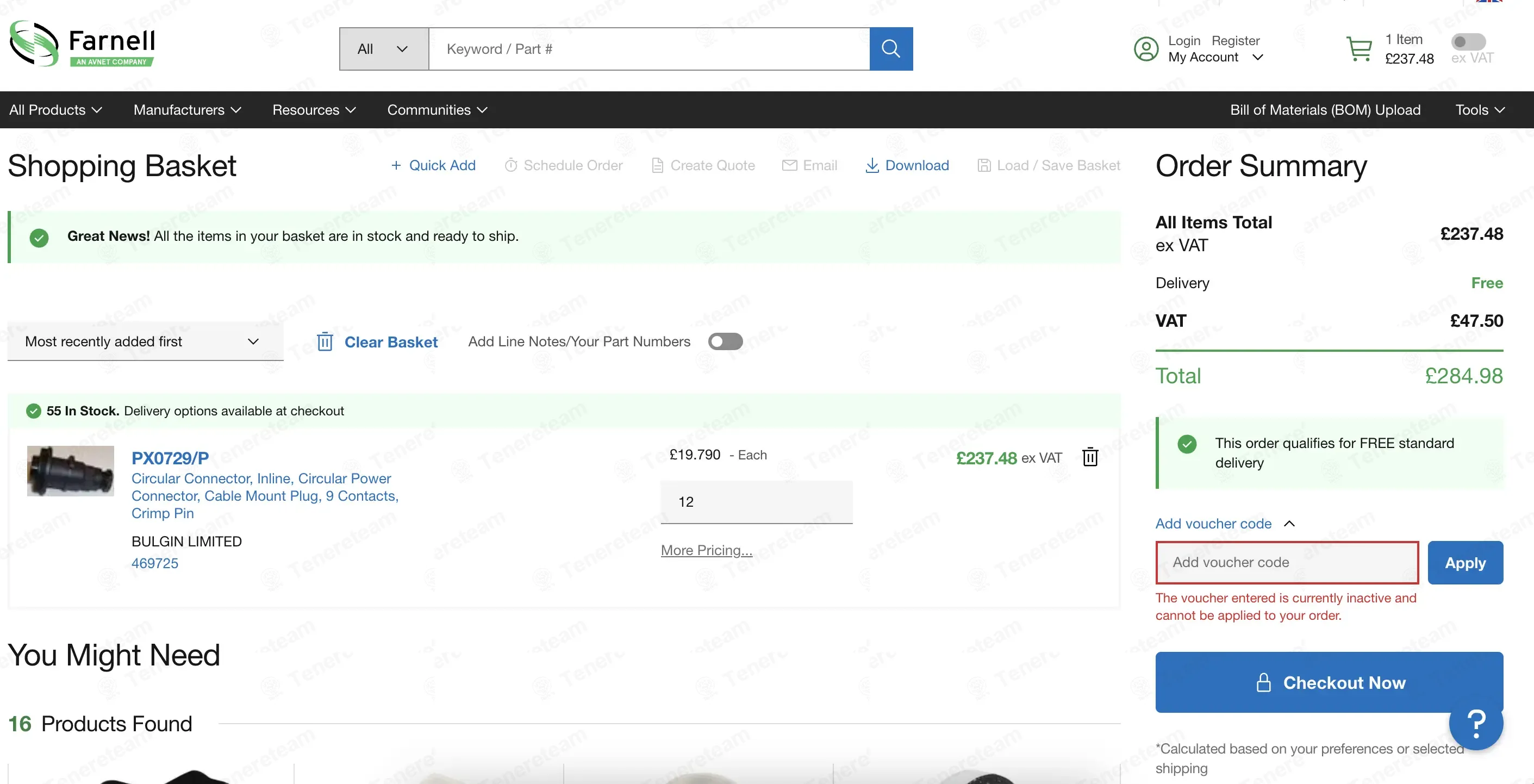 Farnell UK coupon code: 10% off with F5404A1. Tested and valid as 4 weeks ago.