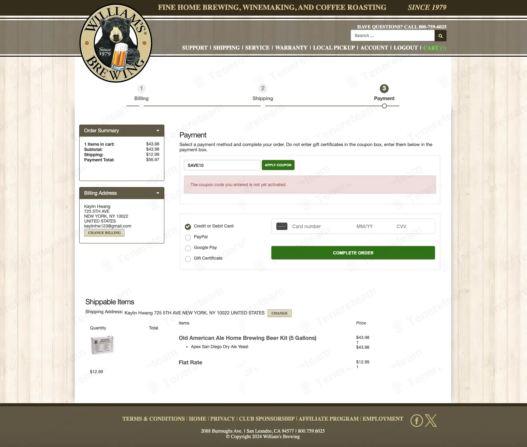 Williams Brewing coupon code: $10 off with SAVE10. Tested and valid as 1 day ago.