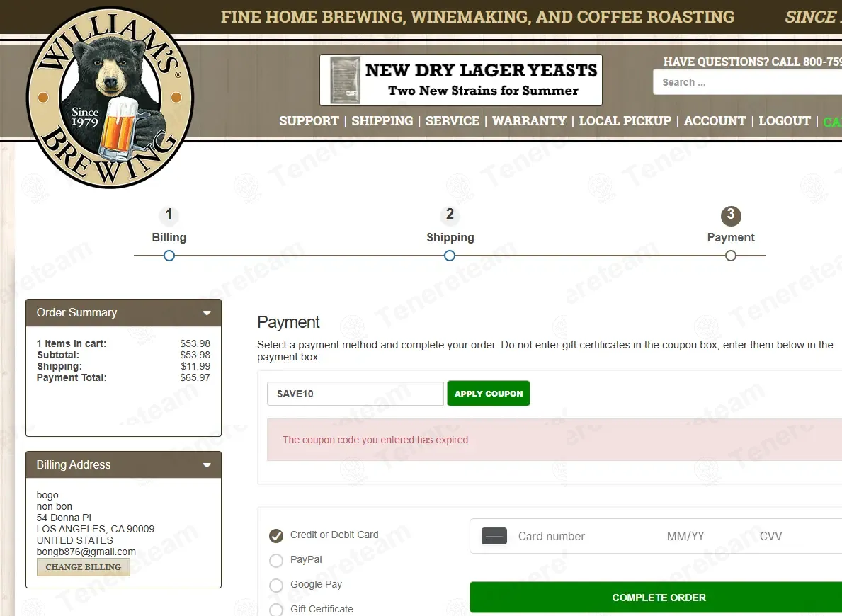 Williams Brewing coupon code: $10 off with SAVE10. Tested and valid as 1 day ago.