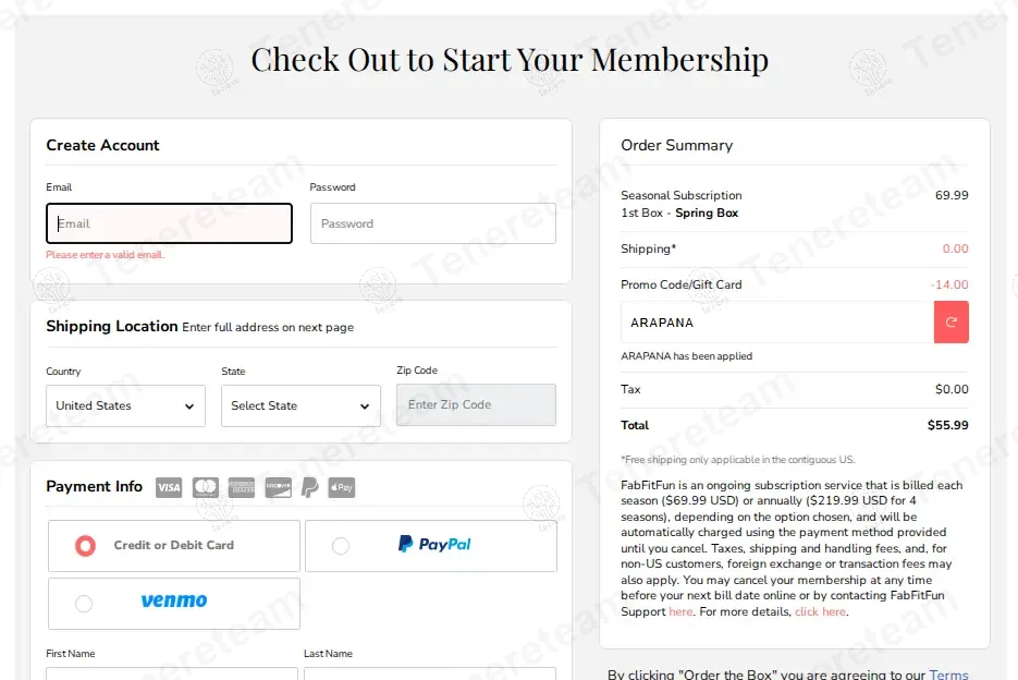 FabFitFun coupon code: $20 off with ARAPANA. Tested and valid as 1 year ago.