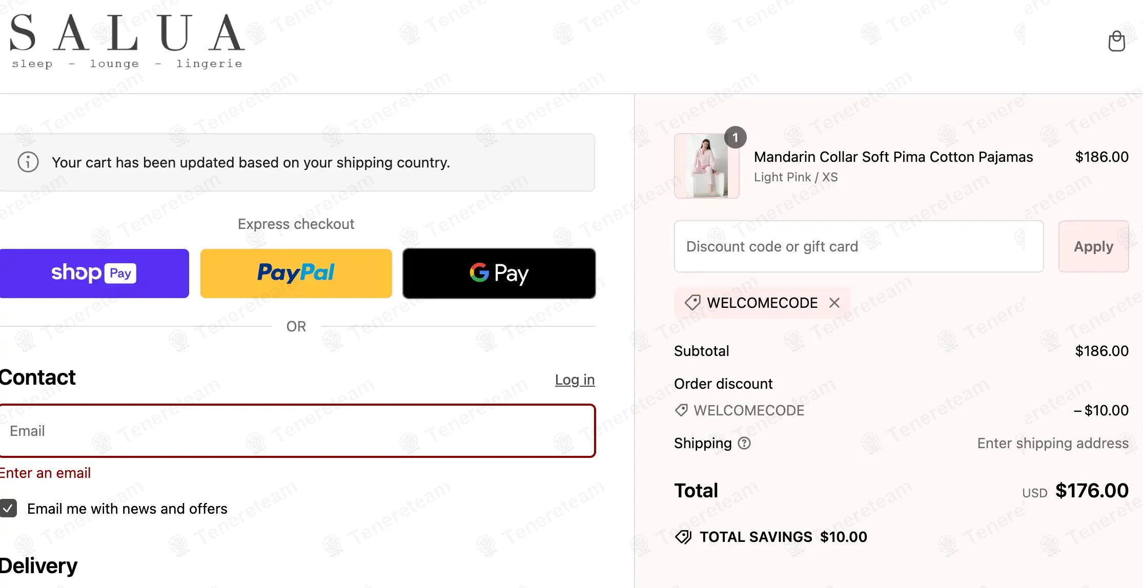 Salua Lingerie coupon code: $10 off with WELCOMECODE. Tested and valid as 1 year ago.