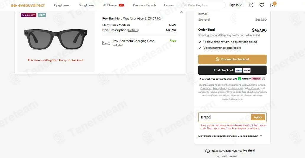 Coastal coupon code: 30% off with EYE30. Tested and valid as 3 months ago.