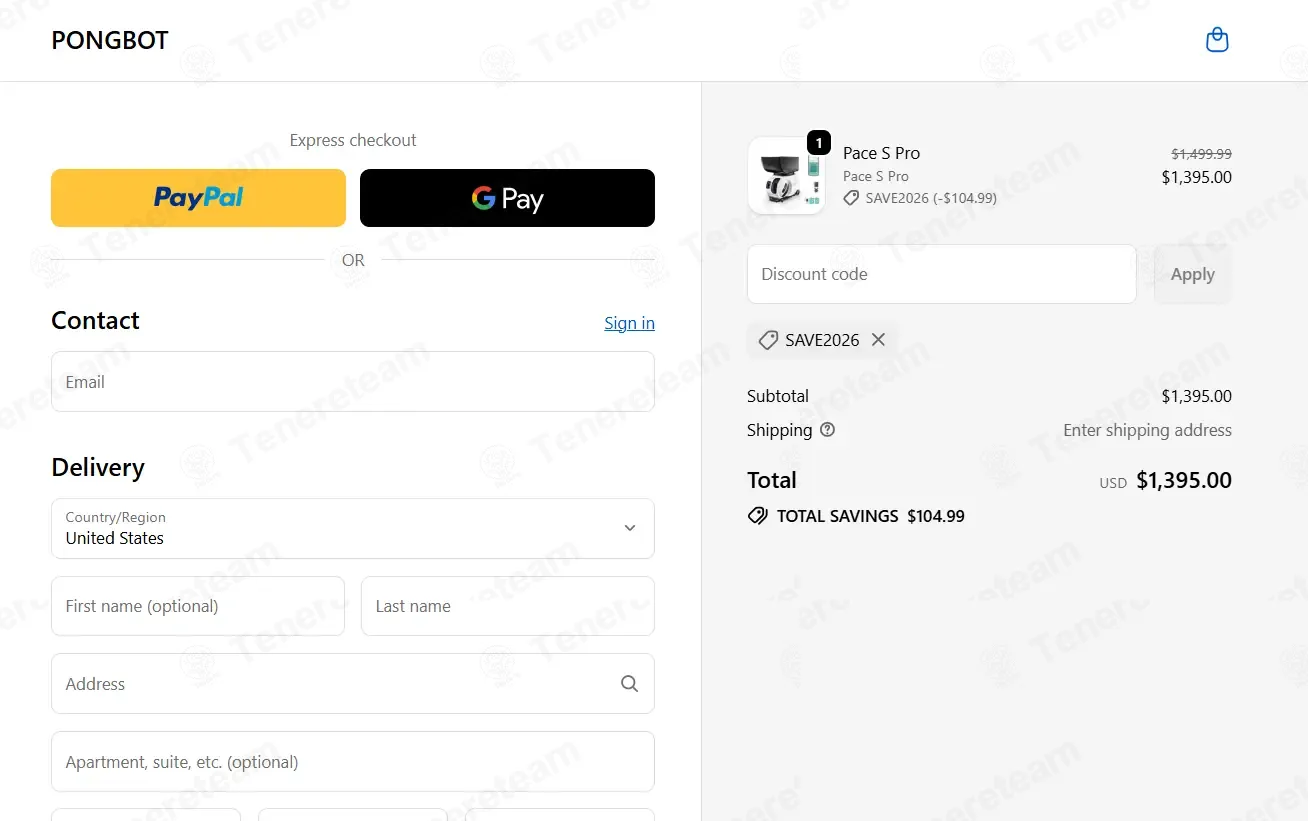 Pong Bot Sports Store coupon code: 7% off with SAVE2026. Tested and valid as 1 month ago.