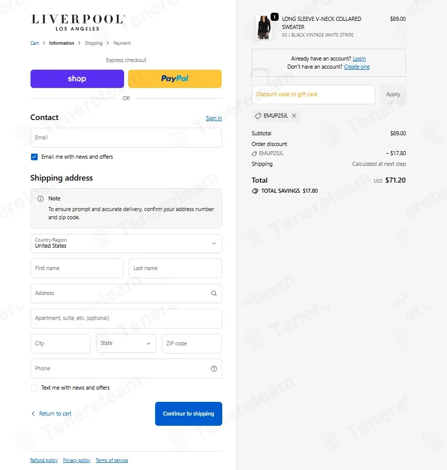 Liverpool Los Angeles coupon code: 20% off with EMUP25JL. Tested and valid as 9 months ago.