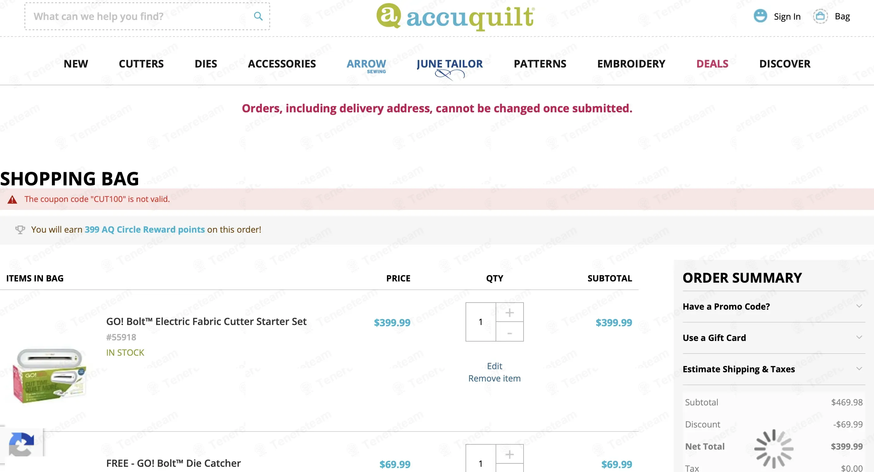 AccuQuilt coupon code: Sale off with CUT100. Tested and valid as 2 days ago.