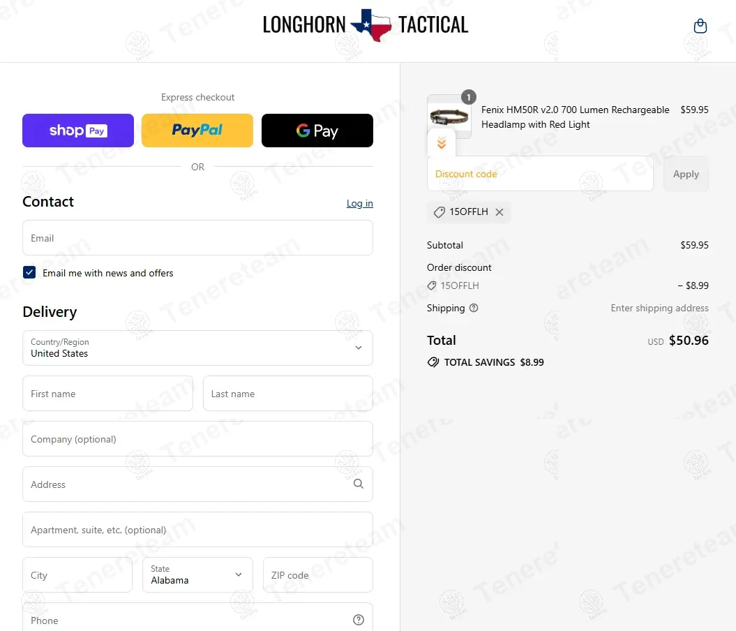 Longhorn Tactical coupon code: 15% off with 15OFFLH. Tested and valid as 9 months ago.