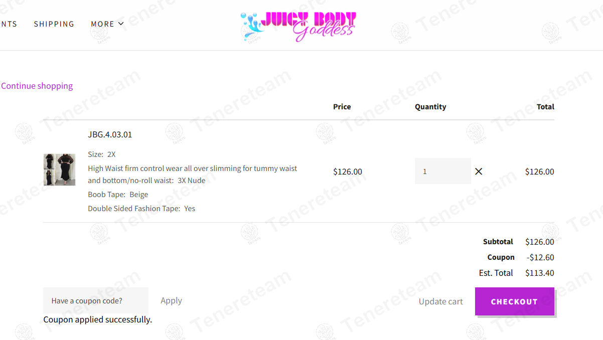 Juicy Body Goddess coupon code: 10% off with CASEY10. Tested and valid as 9 months ago.