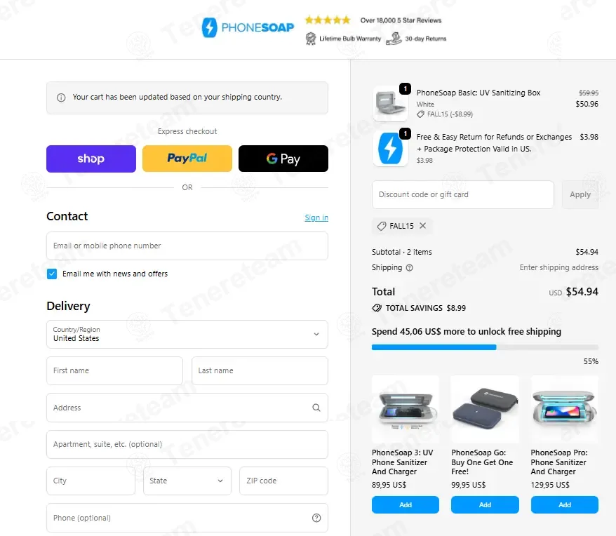 Phonesoap coupon code: 15% off with FALL15. Tested and valid as 8 months ago.