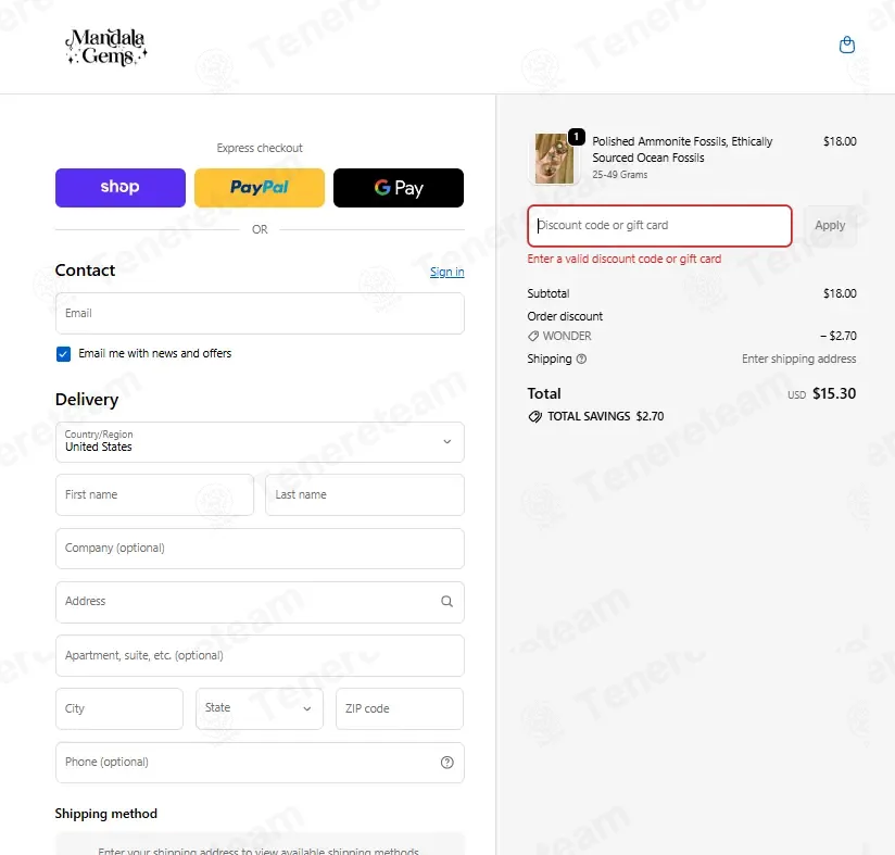 Mandala Gems coupon code: 30% off with MGFRIENDS. Tested and valid as 1 month ago.