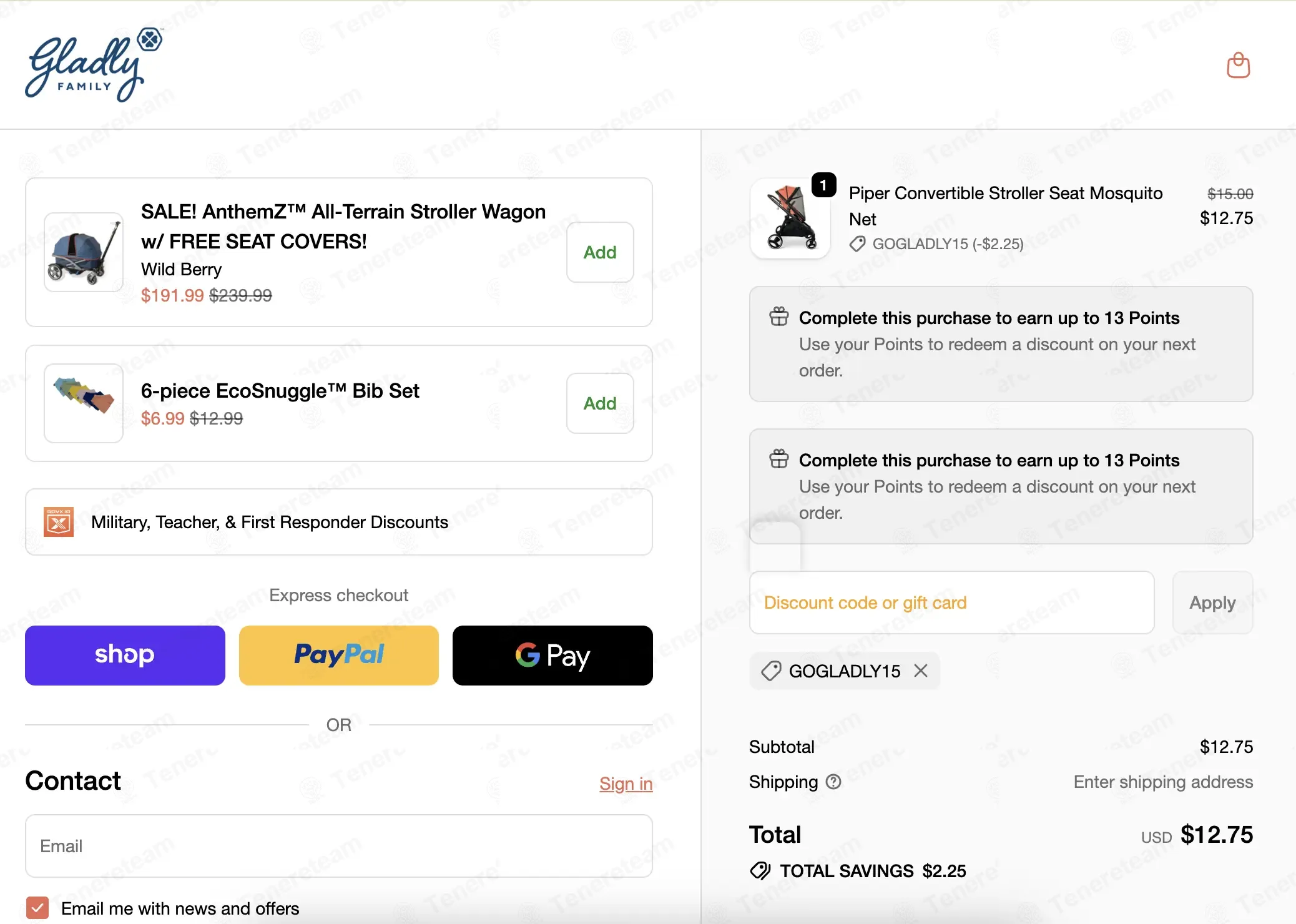 Gladly Family coupon code: 15% off with GOGLADLY15. Tested and valid as 4 days ago.