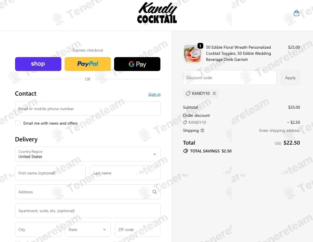 Kandy Cocktail coupon code: 10% off with KANDY10. Tested and valid as 4 weeks ago.