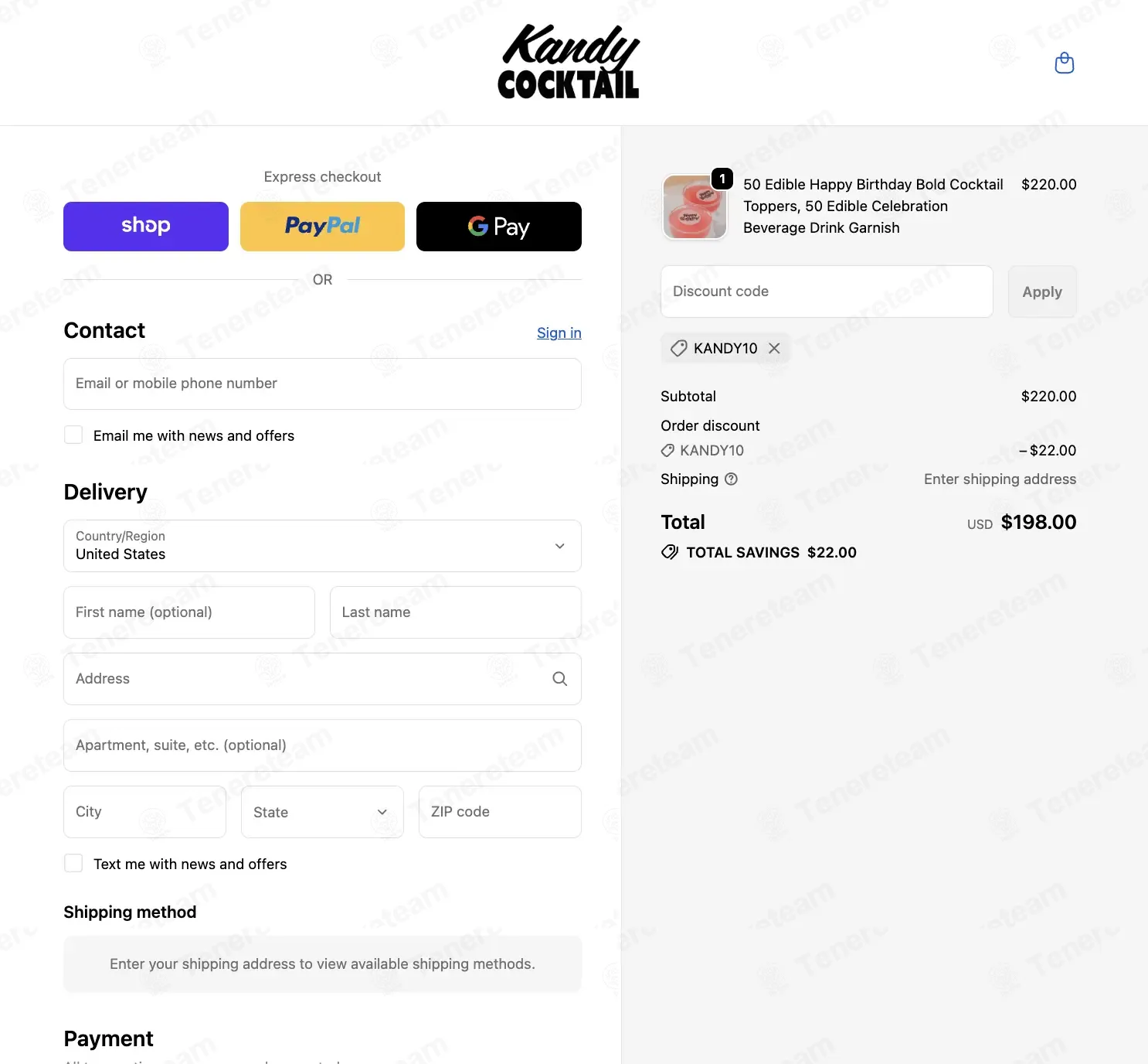 Kandy Cocktail coupon code: 10% off with KANDY10. Tested and valid as 4 weeks ago.