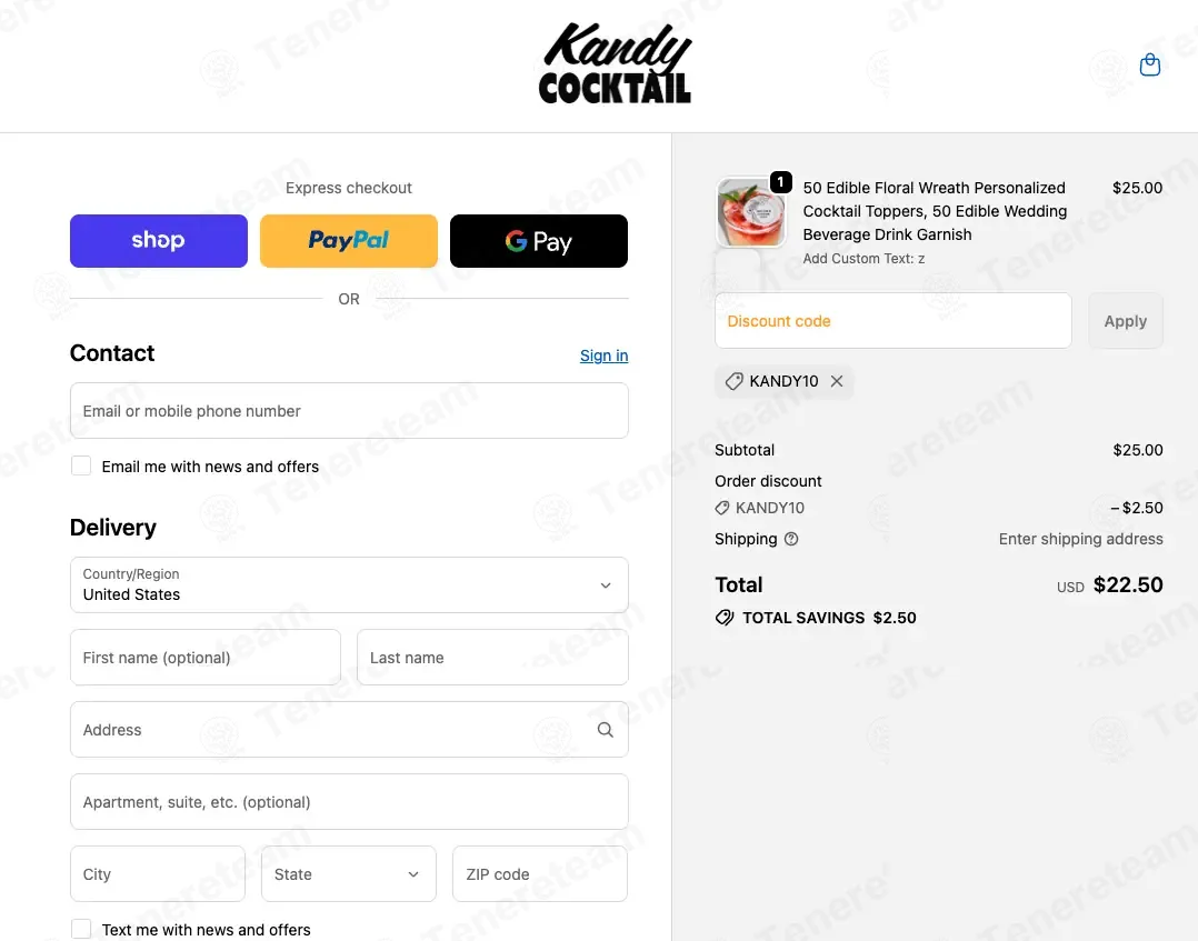 Kandy Cocktail coupon code: 10% off with KANDY10. Tested and valid as 4 weeks ago.