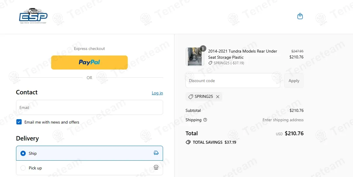 ESP Truck coupon code: 15% off with SPRING25. Tested and valid as 1 year ago.