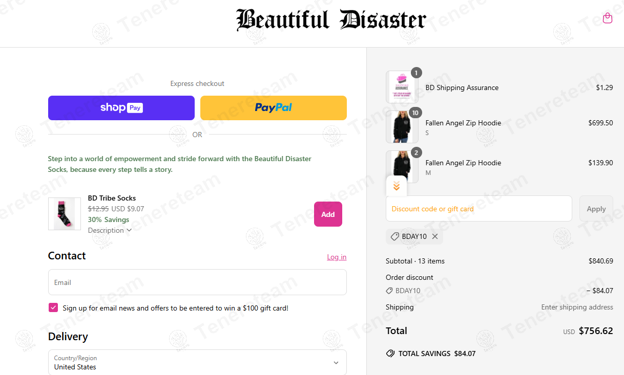 Beautiful Disaster Clothing coupon code: 10% off with BDAY10. Tested and valid as 1 year ago.