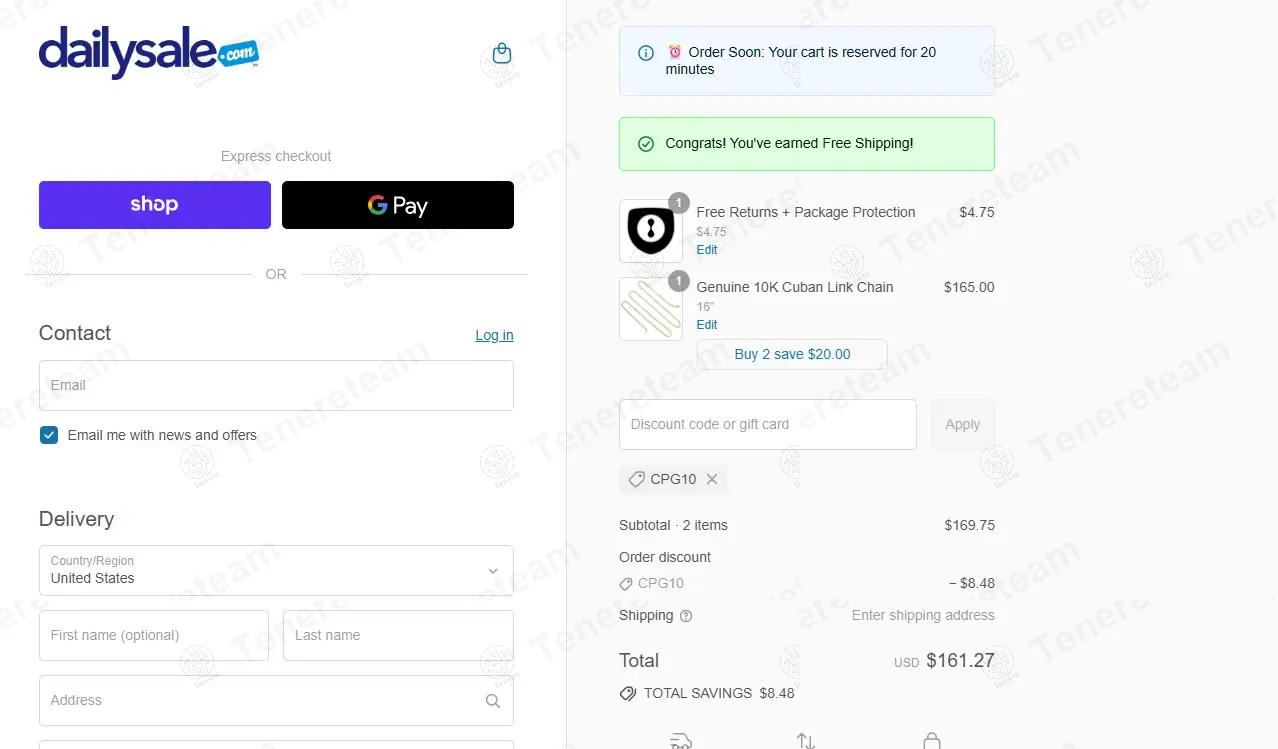 Daily Sale coupon code: 5% off with CPG10. Tested and valid as 9 months ago.