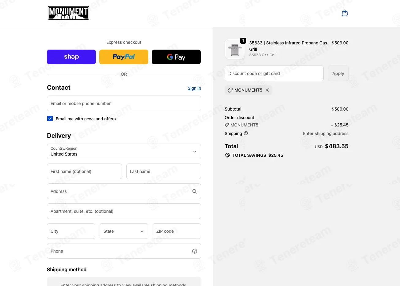 Monument Grills apply coupon code