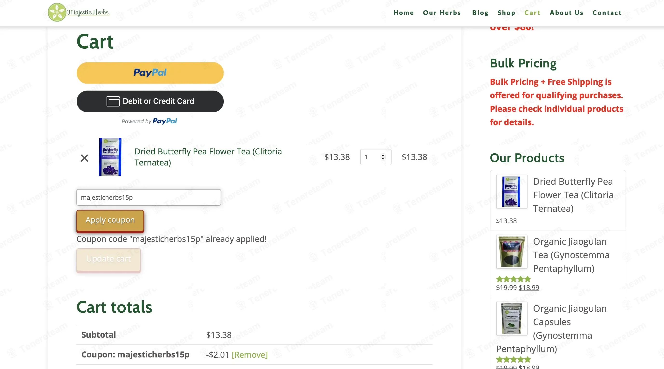 Majestic Herbs coupon code: 15% off with majesticherbs15p. Tested and valid as 1 month ago.