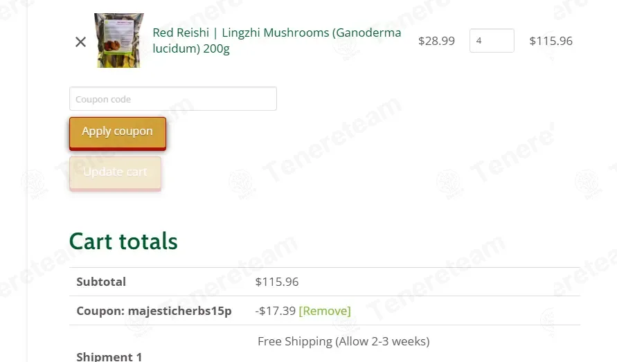Majestic Herbs coupon code: 15% off with majesticherbs15p. Tested and valid as 1 month ago.