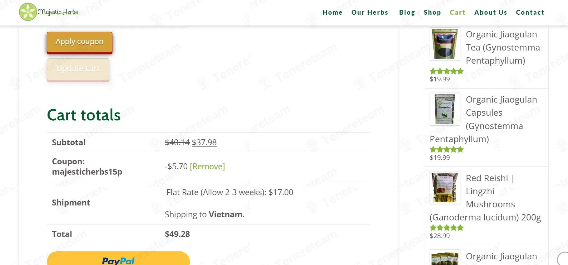 Majestic Herbs coupon code: 15% off with majesticherbs15p. Tested and valid as 1 month ago.