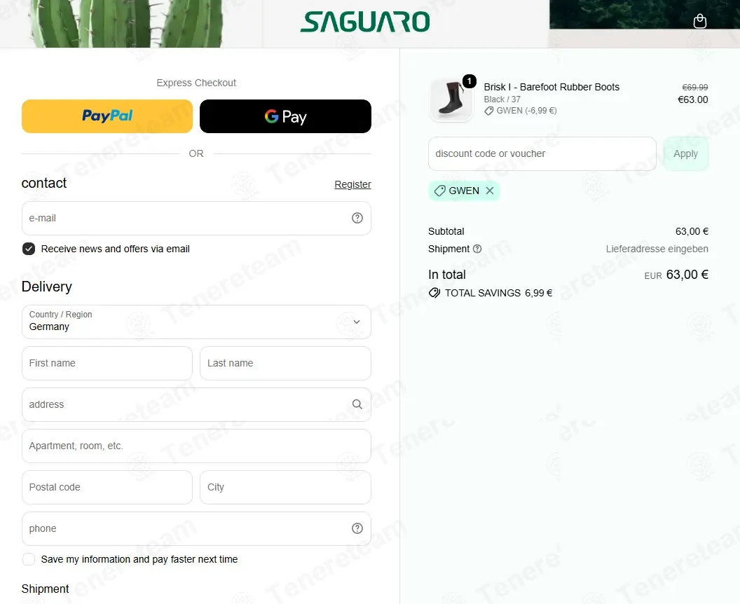 Saguaro coupon code: 10% off with GWEN. Tested and valid as 1 month ago.