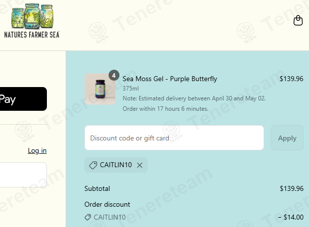 Natures Farmer Sea coupon code: 10% off with CAITLIN10. Tested and valid as 6 months ago.
