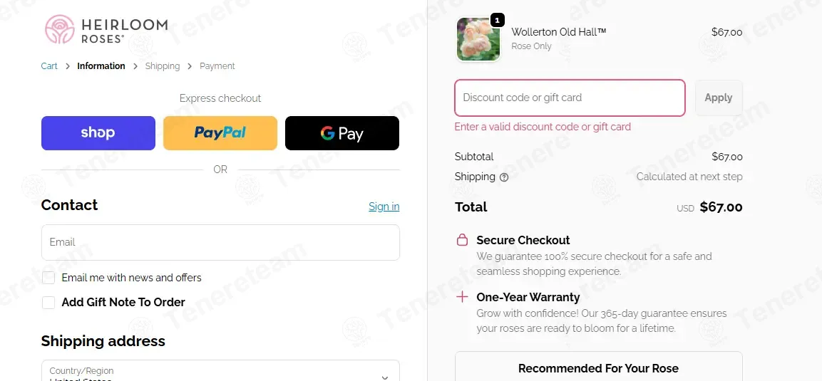 Heirloom Roses coupon code: 20% off with DIRT. Tested and valid as 3 months ago.