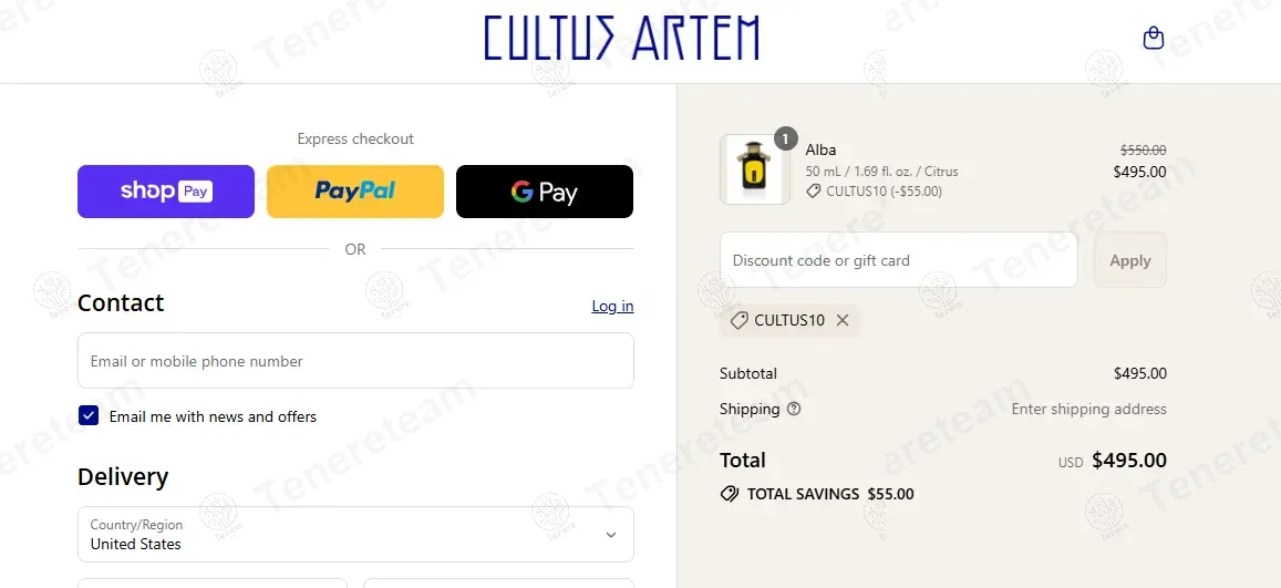 Cultus Artem apply coupon code