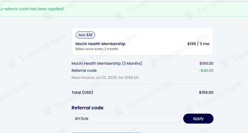 Mochi Health coupon code: $40 off with B1Y3UN. Tested and valid as 1 year ago.