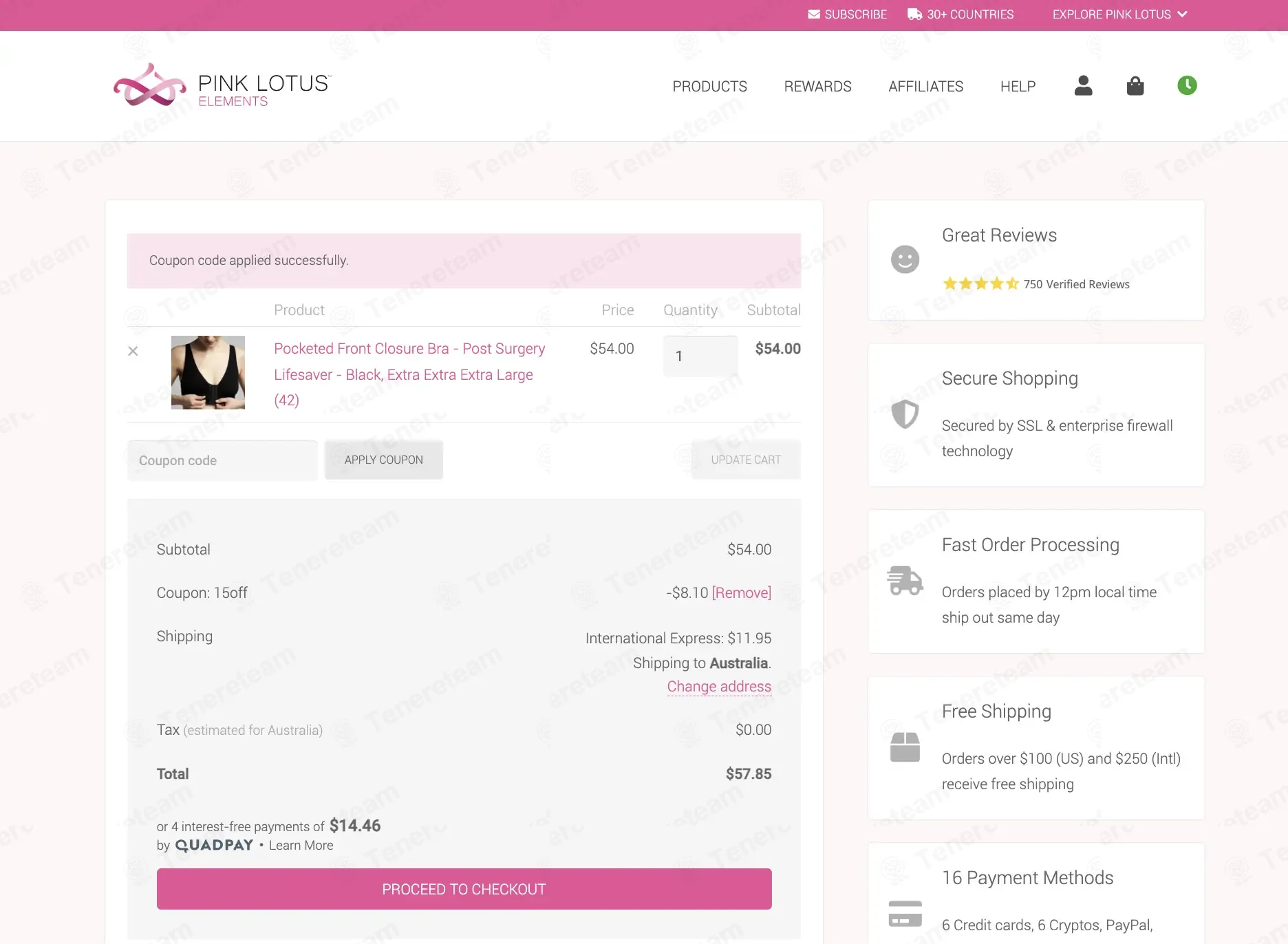 Pink Lotus coupon code: $15 off with PLD15. Tested and valid as 3 months ago.