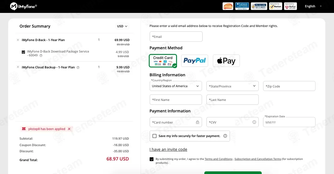 iMyfone coupon code: 10% off with PKSTEP8. Tested and valid as 3 weeks ago.