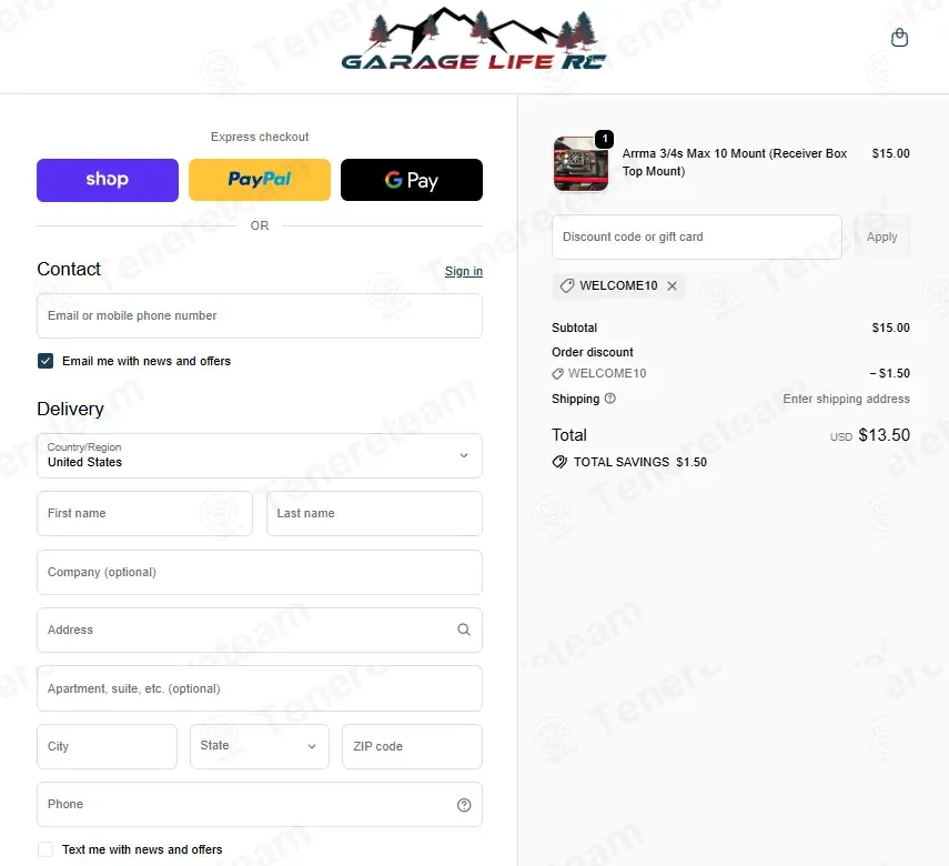 Garage Life RC coupon code: 10% off with WELCOME10. Tested and valid as 5 months ago.