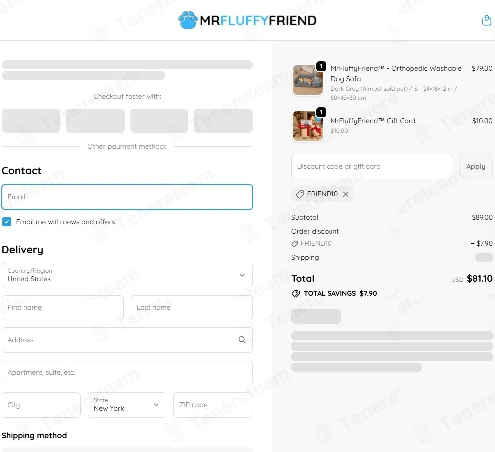 MrFluffyFriend coupon code: 10% off with FRIEND10. Tested and valid as 2 months ago.