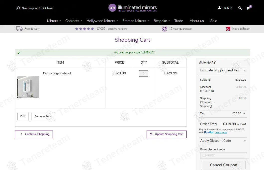 Illuminated Mirrors UK coupon code: £10 off with LUMEN10. Tested and valid as 1 year ago.