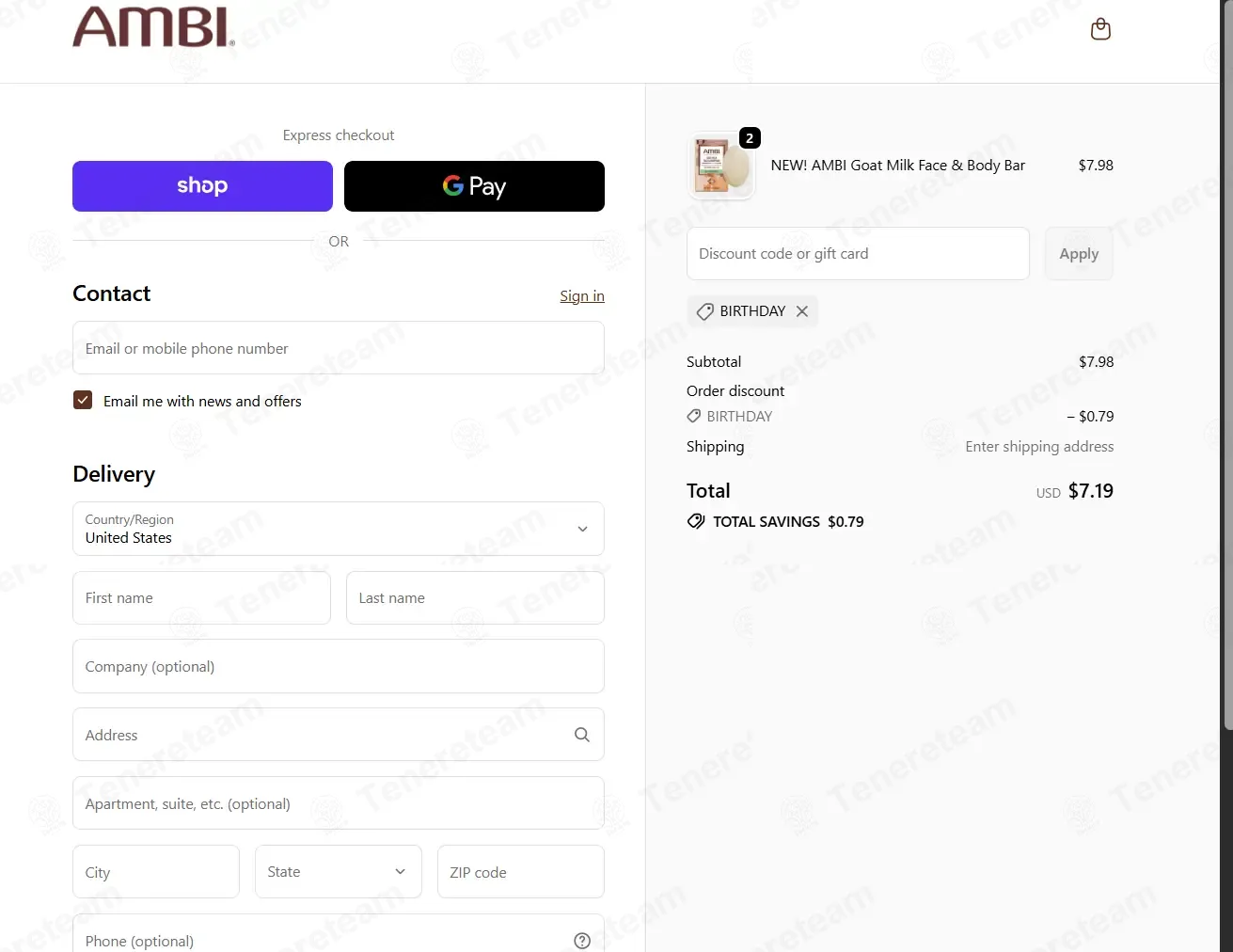 Ambi Skin Care coupon code: 10% off with BIRTHDAY. Tested and valid as 8 months ago.