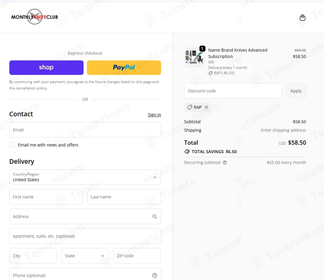 Monthly Knife Club coupon code: 10% off with RAP. Tested and valid as 2 months ago.