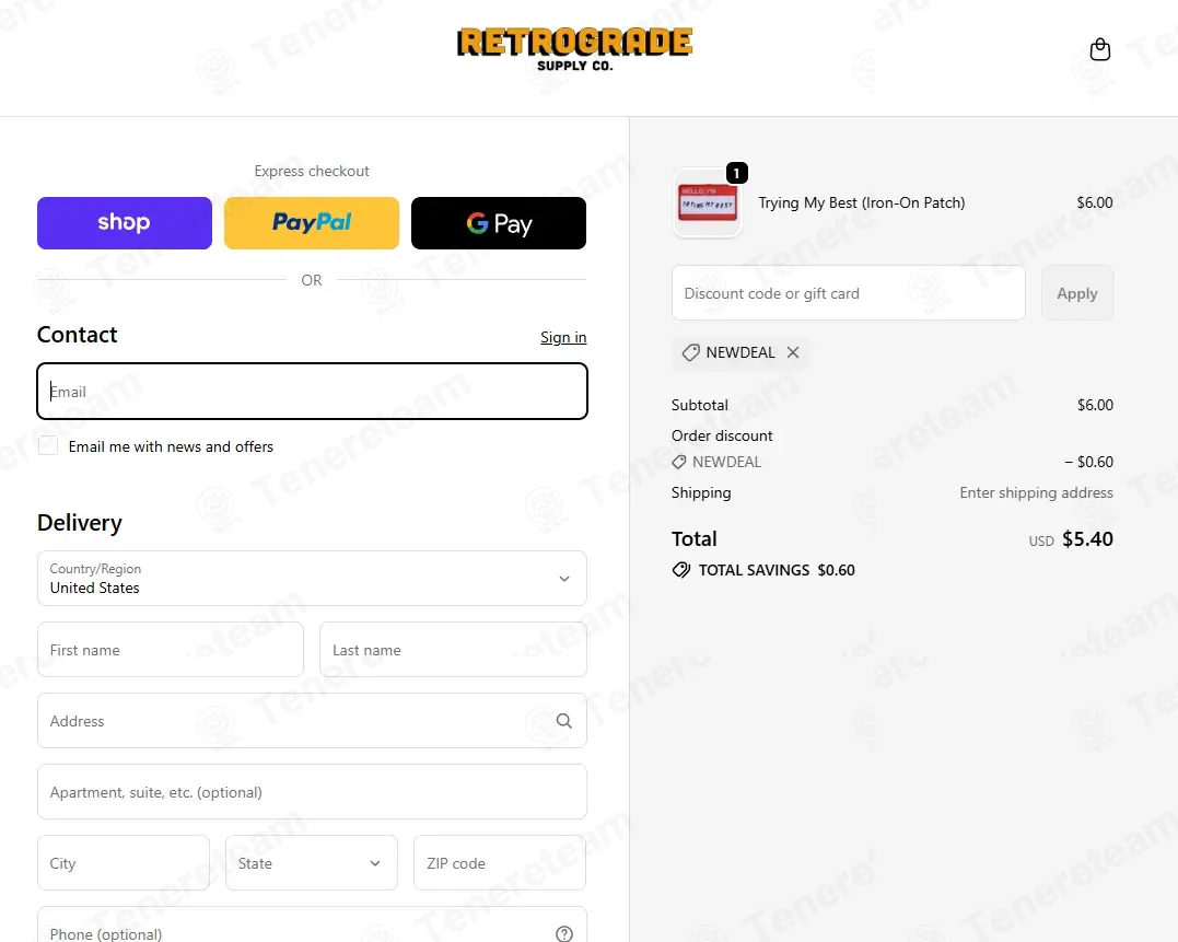 Retrograde Supply Co coupon code: 10% off with NEWDEAL. Tested and valid as 7 months ago.