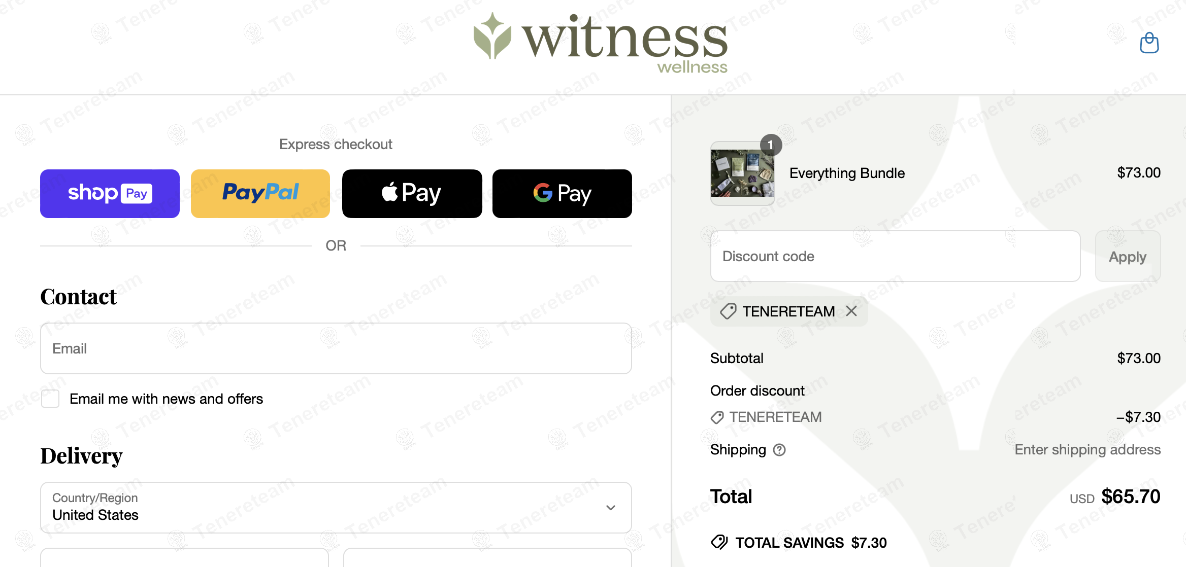 Witness Wellness coupon code: 10% off with tenereteam. Tested and valid as 1 year ago.