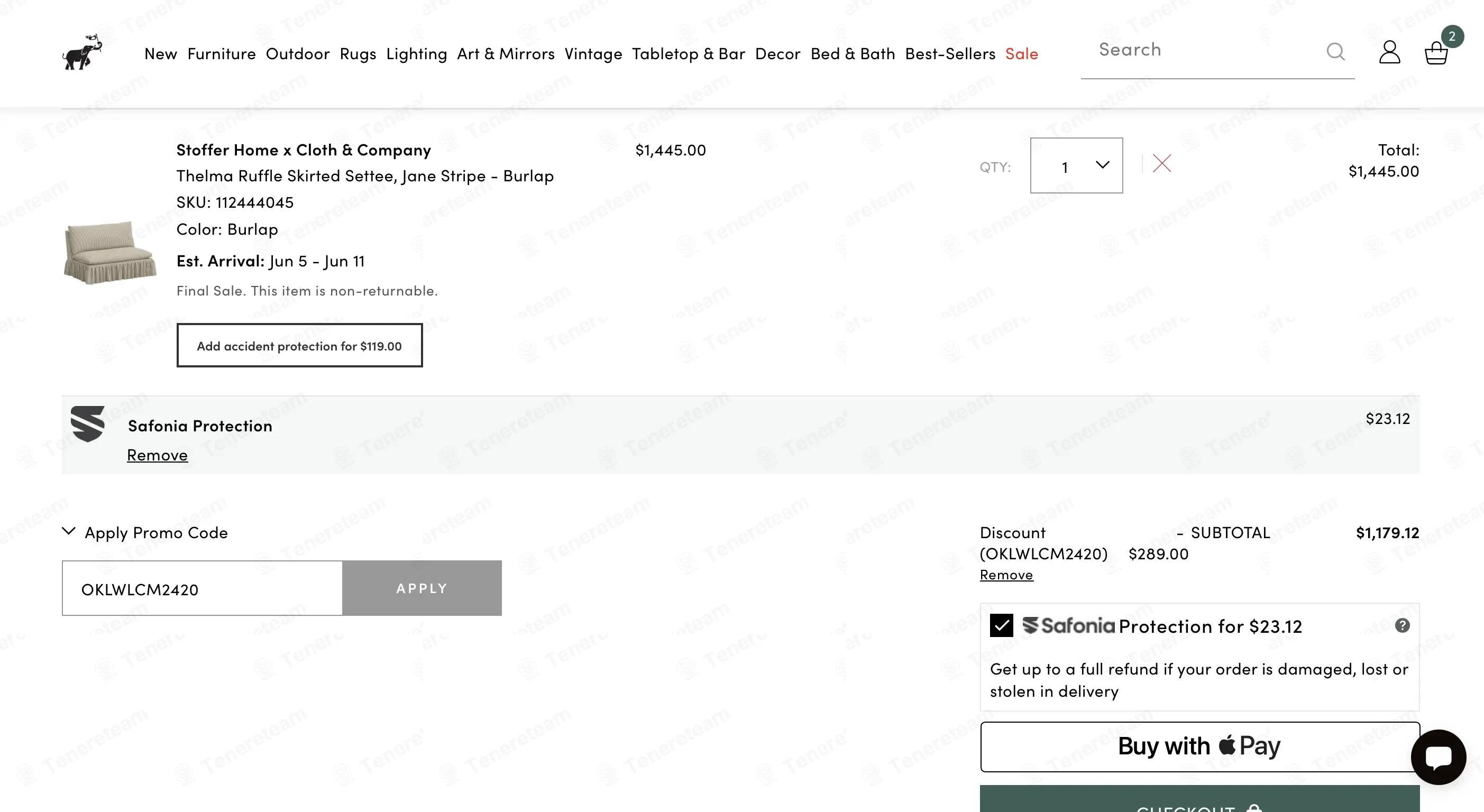 One Kings Lane coupon code: 20% off with OKLWLCM2420. Tested and valid as 1 week ago.
