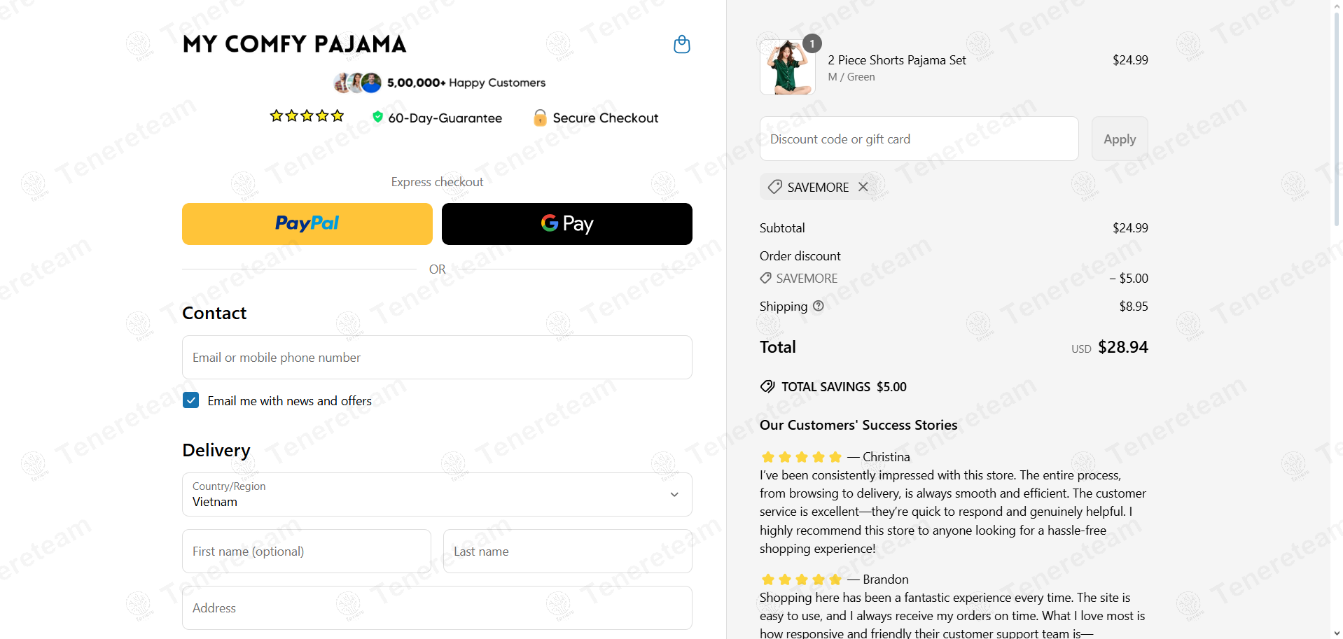 My Comfy Pajama coupon code: 20% off with SAVEMORE. Tested and valid as 1 year ago.