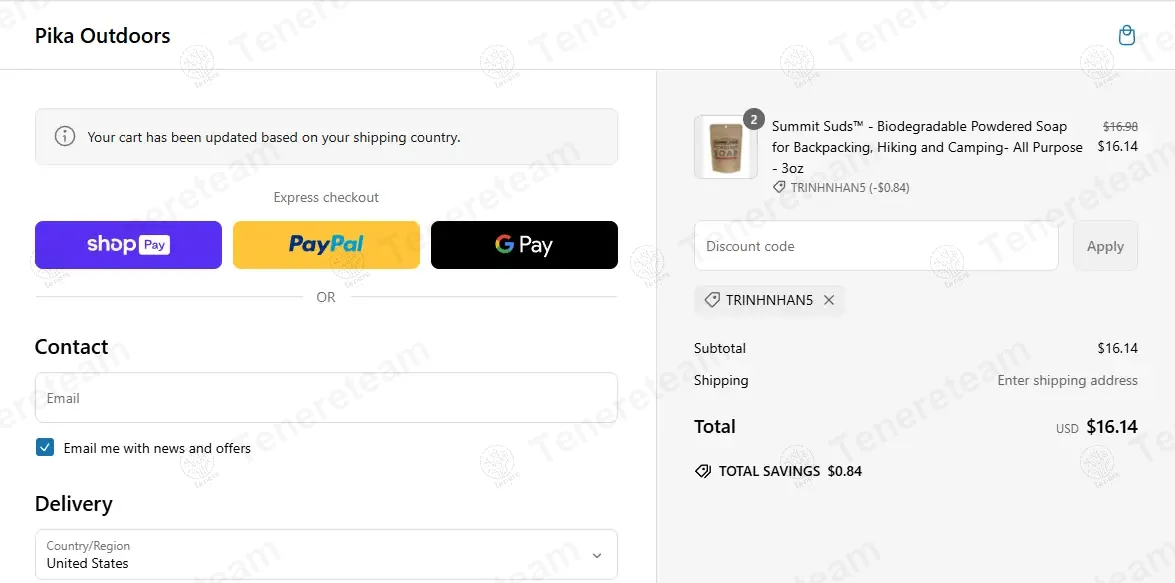 Pika Outdoors coupon code: 5% off with TRINHNHAN5. Tested and valid as 1 year ago.