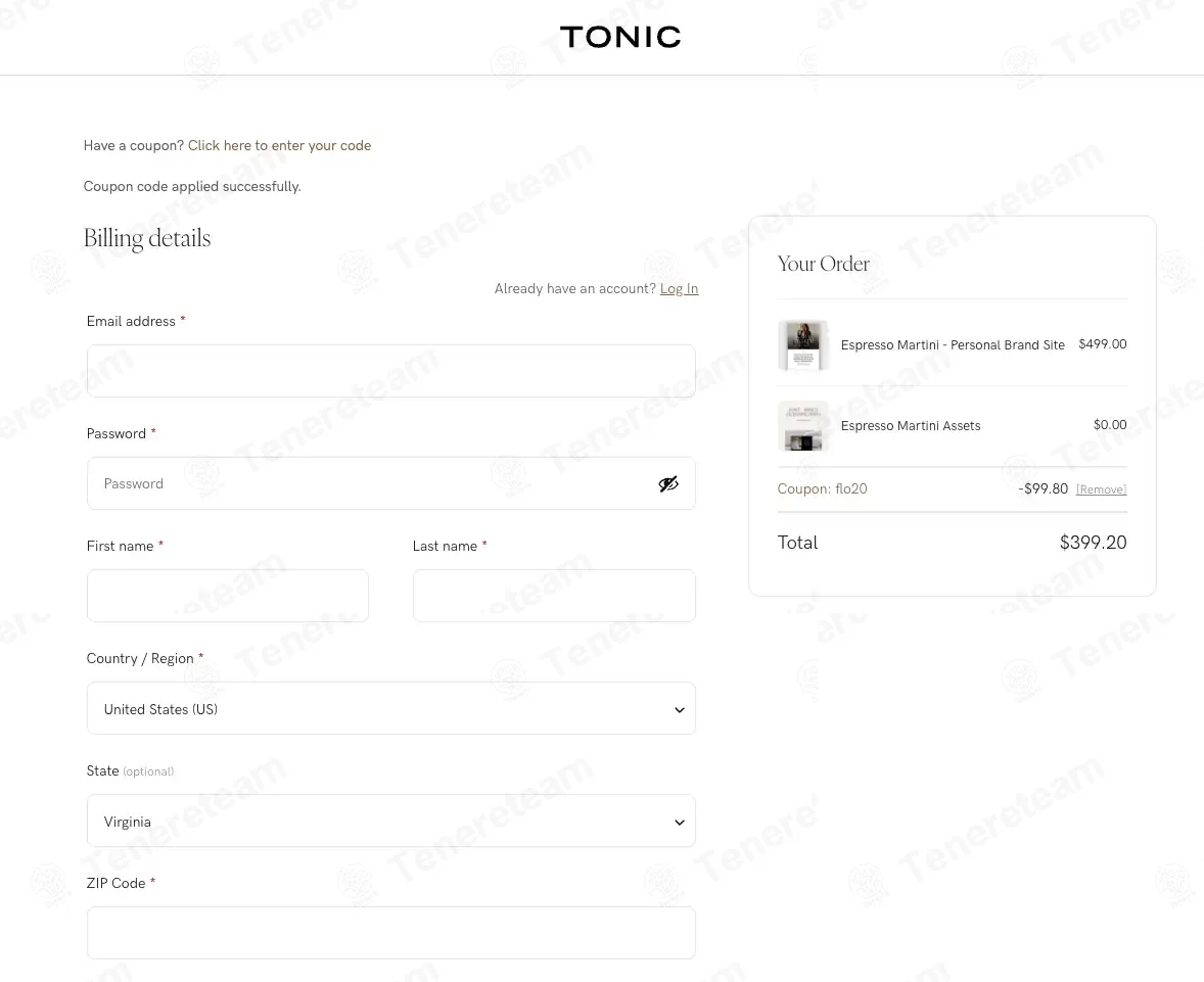 Tonic Site Shop coupon code: 20% off with welcome. Tested and valid as 1 week ago.