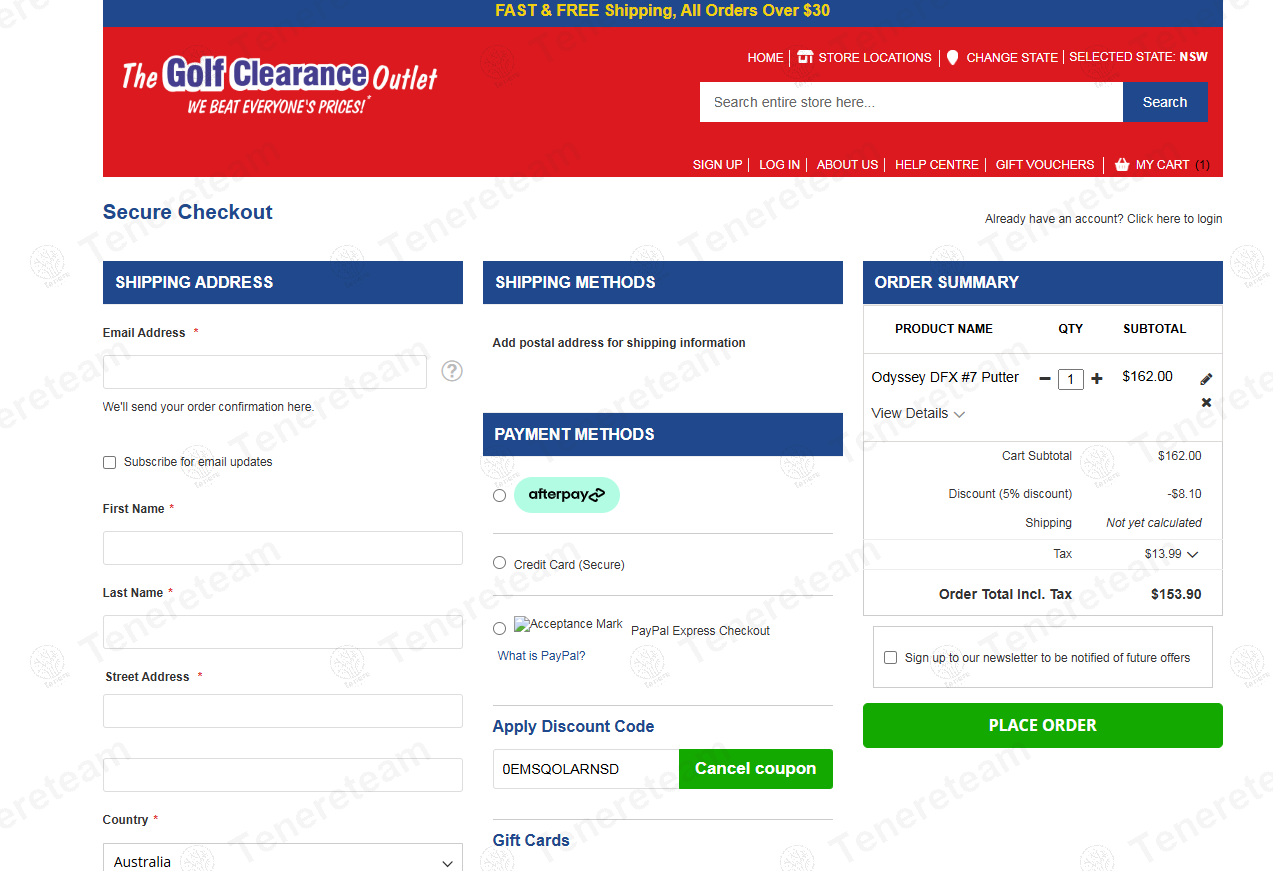Golf Clearance Outlet coupon code: 5% off with 0EMSQOLARNSD. Tested and valid as 1 year ago.