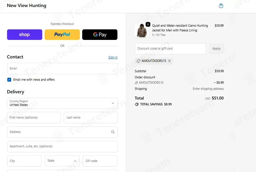 NEW VIEW Hunting coupon code: 15% off with AMOUTDOORS15. Tested and valid as 1 week ago.