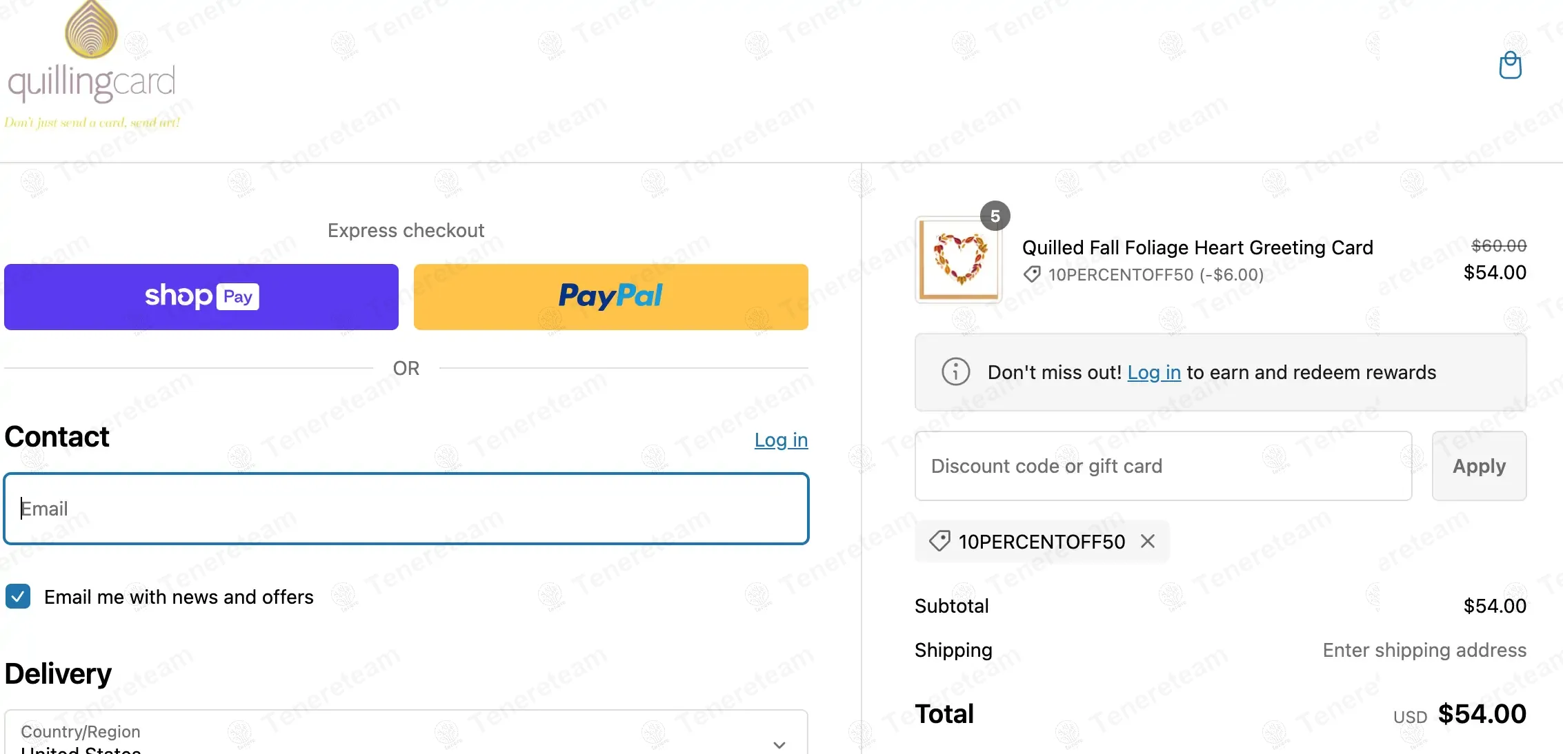 Quilling Card apply coupon code