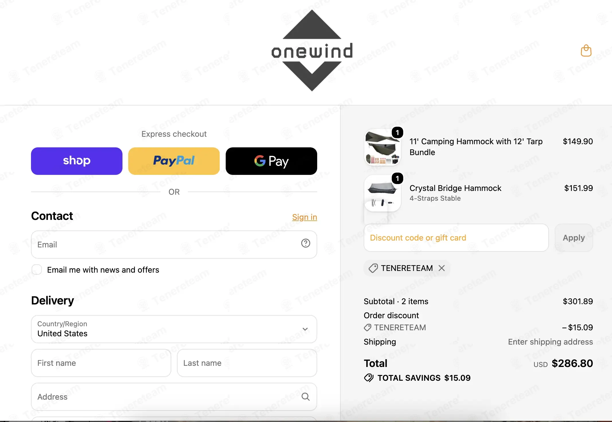 One Wind Outdoors coupon code: 5% off with TENERETEAM. Tested and valid as 1 month ago.